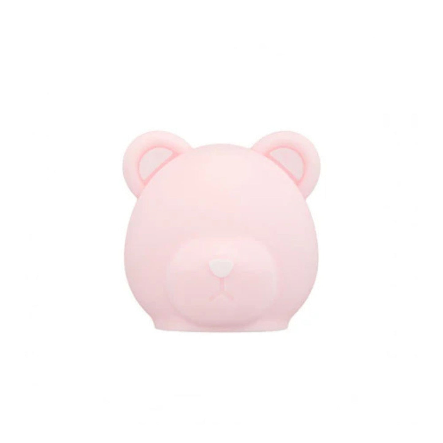 Pink bear-shaped container on a white background