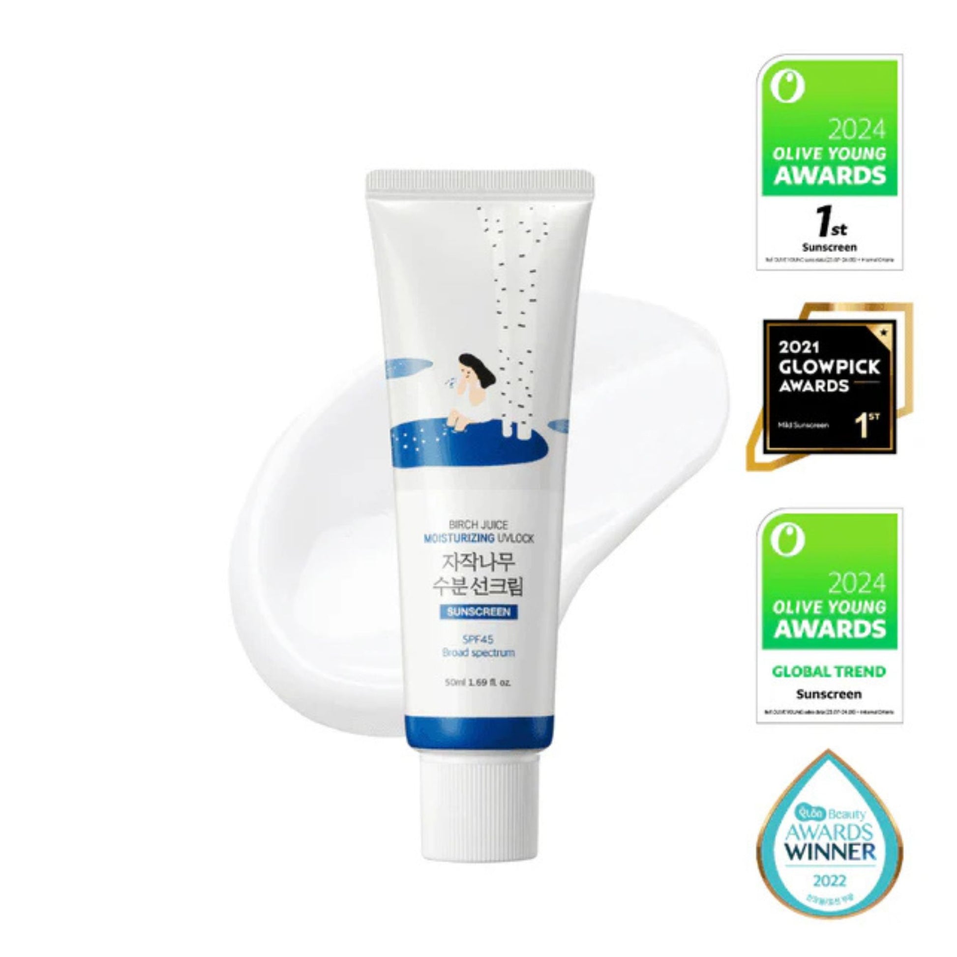 ROUND LAB Birch Moisturizing Sunscreen SPF 45+ – Hydrating UV Protection