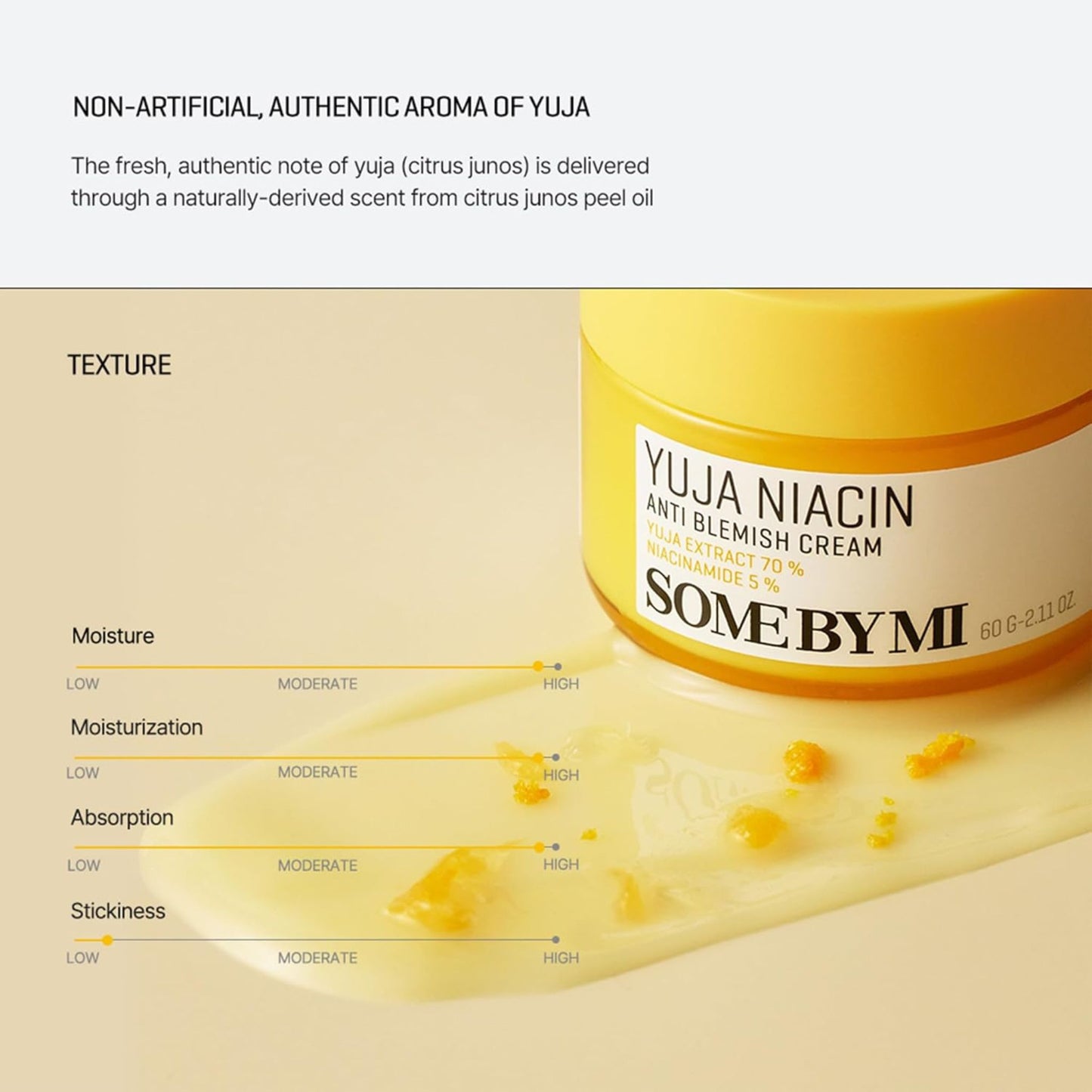 SOME BY MI Yuja Niacin Anti-Blemish Cream 60g with Yuja extract and 5% Niacinamide for brightening and hydration