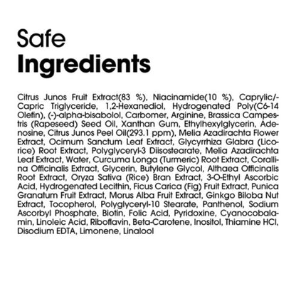 List of safe ingredients on a white background