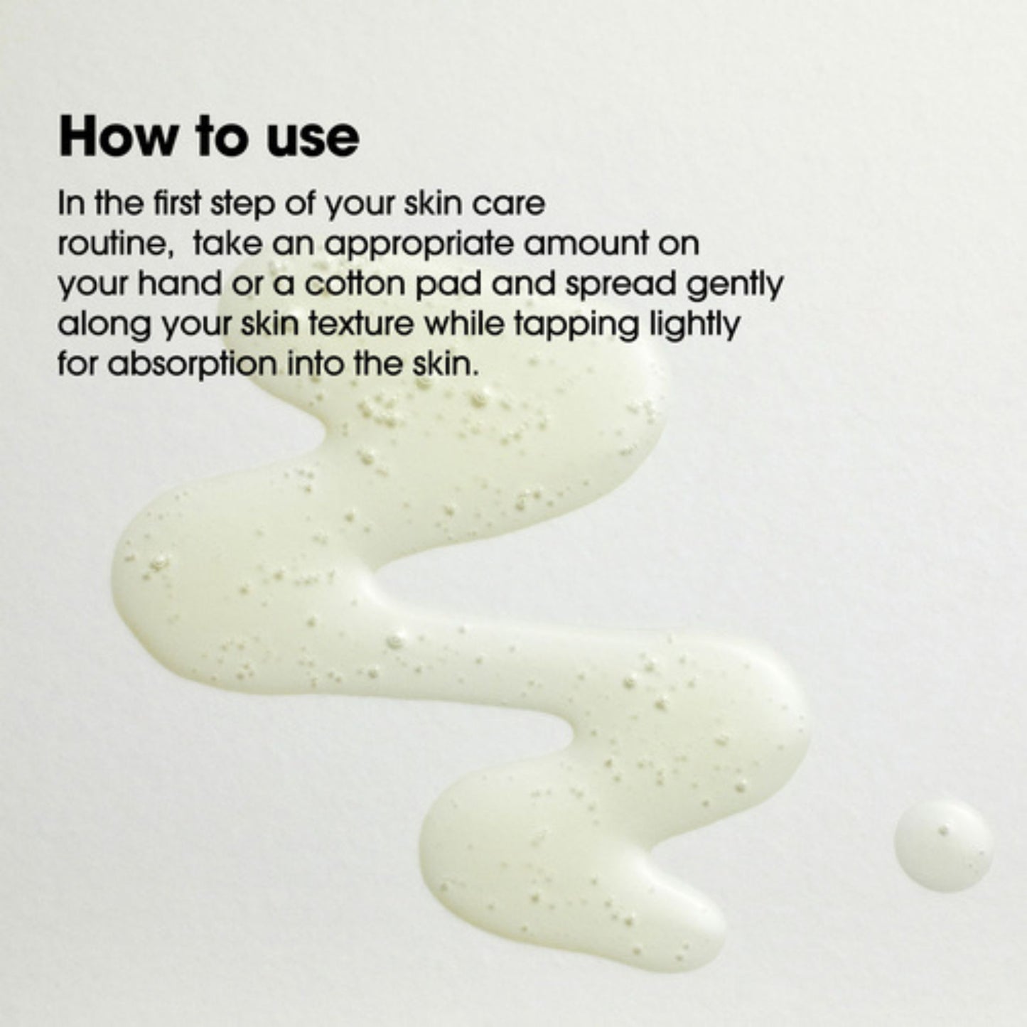 Skin care product with usage instructions on a light gray background