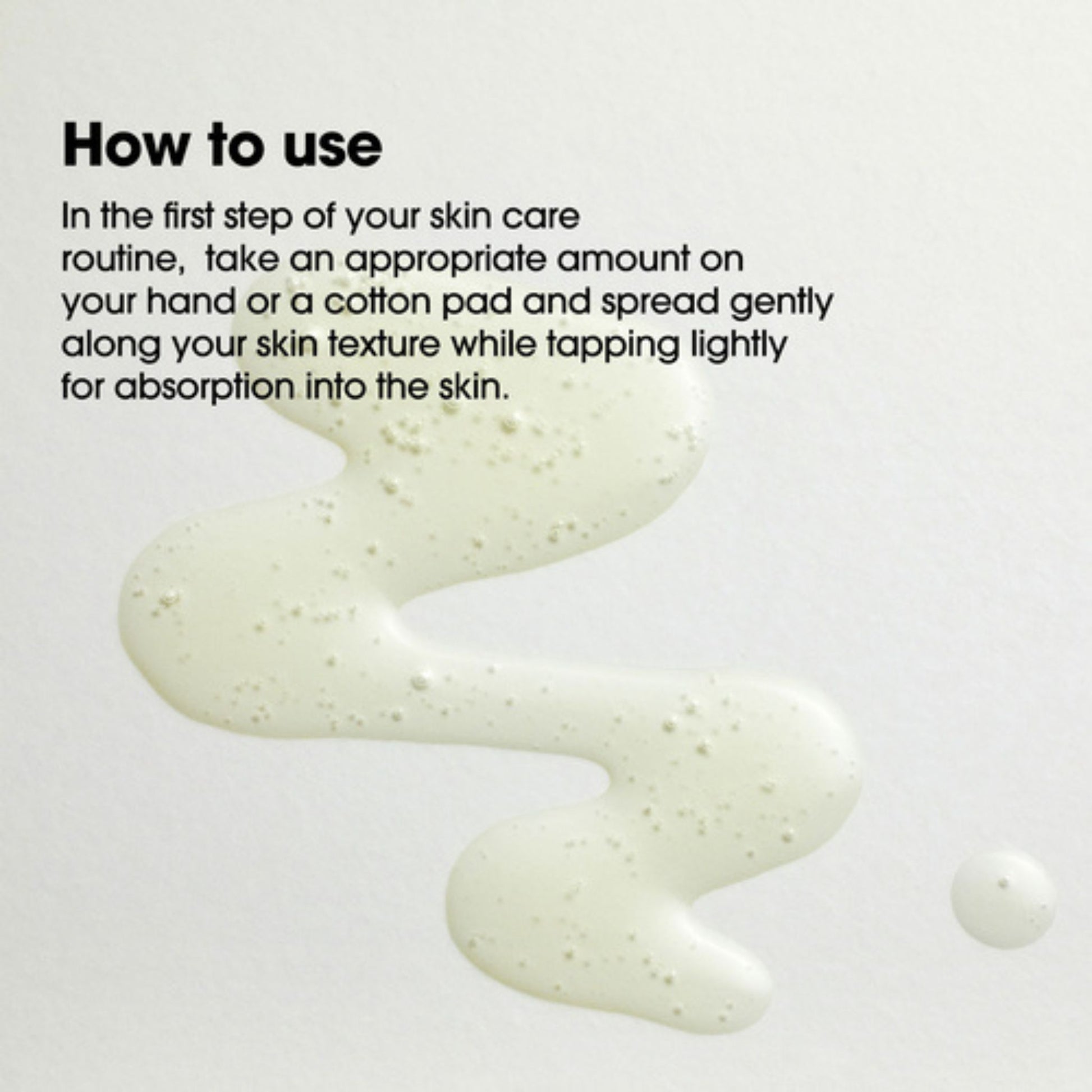 Skin care product with usage instructions on a light gray background
