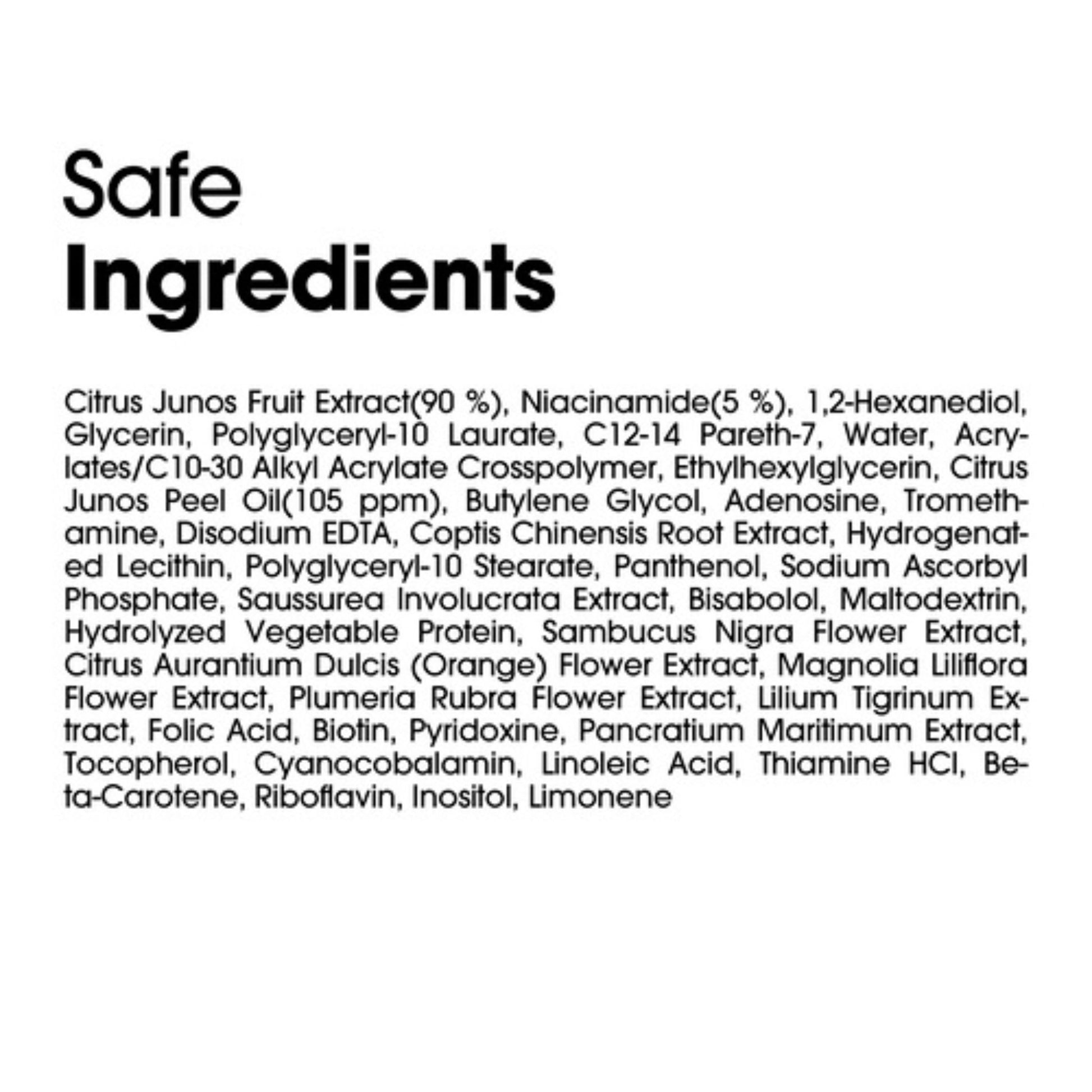 List of safe ingredients on a white background