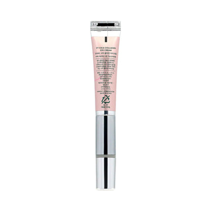 Pink eye cream tube with silver cap on a white background